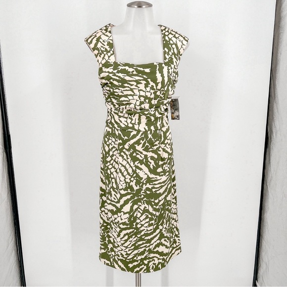 NWT Green and Beige Donna Ricco dress - Picture 1 of 7